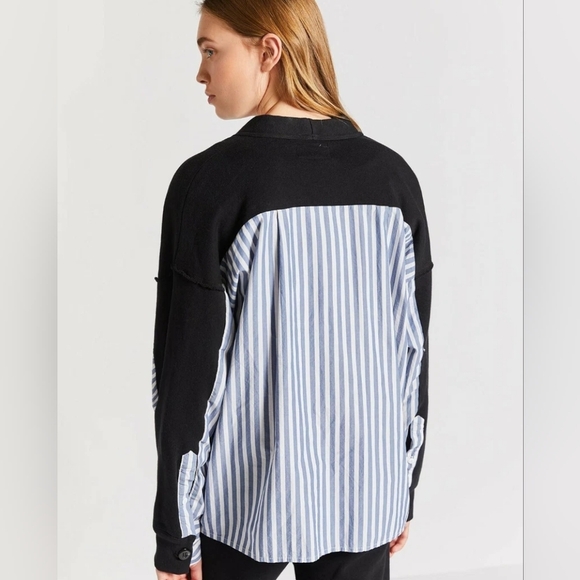 Current Elliott The Recrafted Cardigan Striped Black - Picture 9 of 10